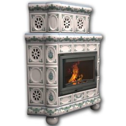 Каминная облицовка КимрПечь Медальон угловая двухъярусная Незабудки